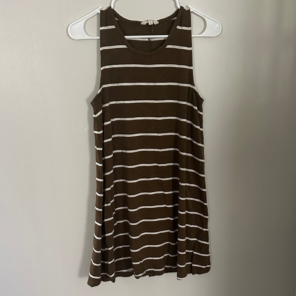 Madewell Brown and Cream Striped Knit Dress